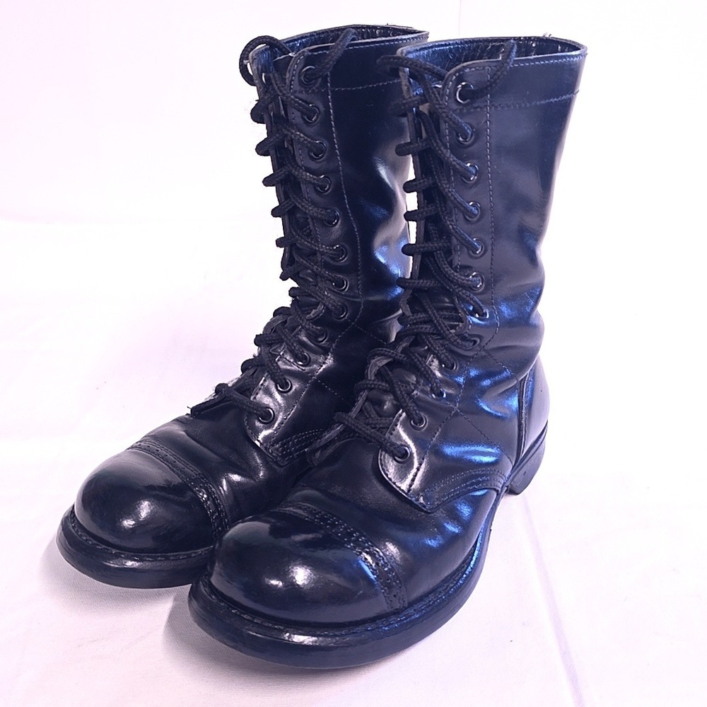 Corcoran Jump Boots Men Size 7.5 Black Leather Military Paratrooper Cap Toe Vtg